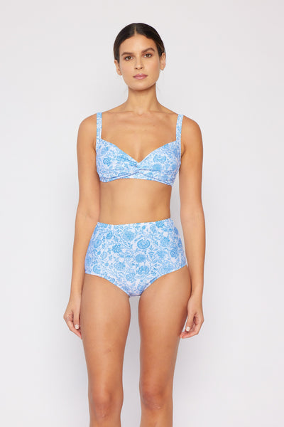Marina West Swim Bring Me Flowers V-Neck One Piece Swimsuit In Thistle Blue