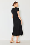 Pleated cap sleeve A-line midi dress - Style#D01CS