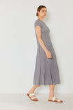 Pleated cap sleeve A-line midi dress - Style#D01CS