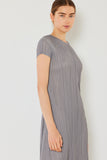 Pleated cap sleeve A-line midi dress - Style#D01CS