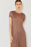 Pleated cap sleeve A-line midi dress - Style#D01CS