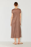 Pleated cap sleeve A-line midi dress - Style#D01CS