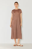 Pleated cap sleeve A-line midi dress - Style#D01CS