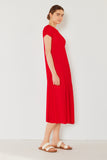 Pleated cap sleeve A-line midi dress - Style#D01CS
