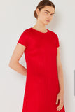 Pleated cap sleeve A-line midi dress - Style#D01CS