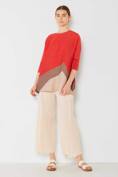 Pleated horizontal colorblock tunic top - Style#D04MT