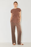 Pleated long pants w/ slight flare - Style#P02BL