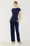 Pleated long pants w/ slight flare - Style#P02BL