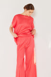 Pleated wide-leg cropped pants w/side pleat - Style#P03WP