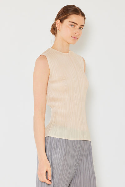Pleated sleeveless tank top - T01SL_Beige – MARINA WEST SWIM