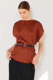 Pleated oversize dolman sleeve top - Style#T02SR