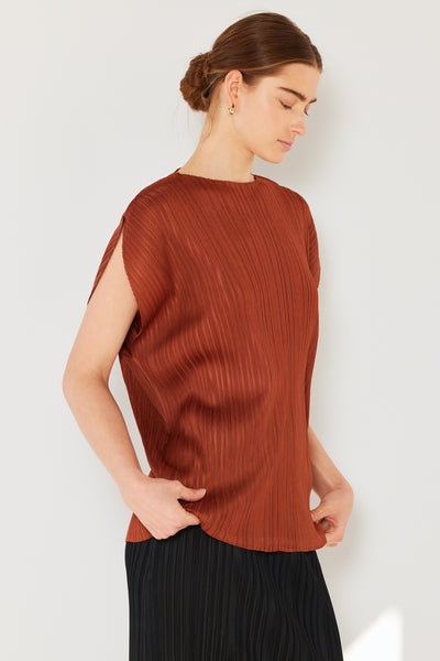 Pleated oversize dolman sleeve top - T02SR_Brown – MARINA WEST SWIM