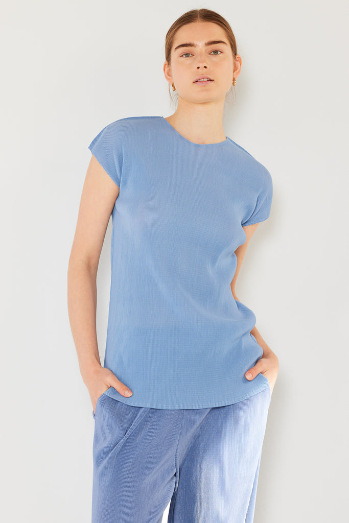 Pleated cap sleeve top - Style#T03CS