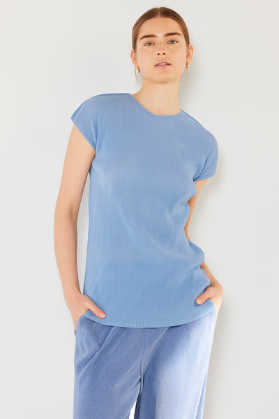 Pleated cap sleeve top - Style#T03CS