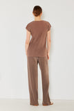 Pleated cap sleeve top - Style#T03CS