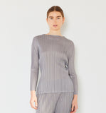 Pleated long sleeve boatneck top - Style#T04LS