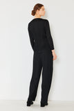 Pleated long sleeve boatneck top - Style#T04LS