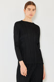 Pleated long sleeve boatneck top - Style#T04LS