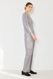 Pleated long sleeve boatneck top - Style#T04LS