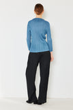 Pleated long sleeve boatneck top - Style#T04LS