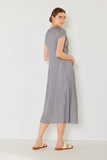 Pleated cap sleeve A-line midi dress - D01CS_Gray