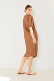 Pleated dolman sleeve dress - D03BT_Brown Khaki
