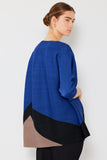 Pleated horizontal colorblock tunic top - D04MT_Blue