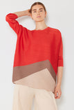 Pleated horizontal colorblock tunic top - Style#D04MT