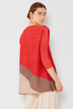 Pleated horizontal colorblock tunic top - Style#D04MT