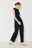 Pleated classic straight long pants - P01BS_Black