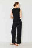 Pleated classic straight long pants - P01BS_Black