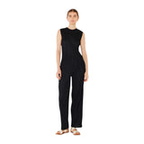 Pleated classic straight long pants - P01BS_Black