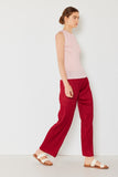 Pleated classic straight long pants - P01BS_Maroon Red