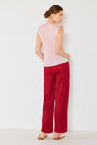 Pleated classic straight long pants - P01BS_Maroon Red