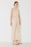 Pleated wide-leg cropped pants w/side pleat - P03WP_Beige