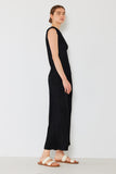 Pleated wide-leg cropped pants w/side pleat - P03WP_Black