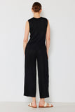 Pleated wide-leg cropped pants w/side pleat - P03WP_Black