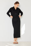 Pleated midi pencil skirt - SKT01H_Black