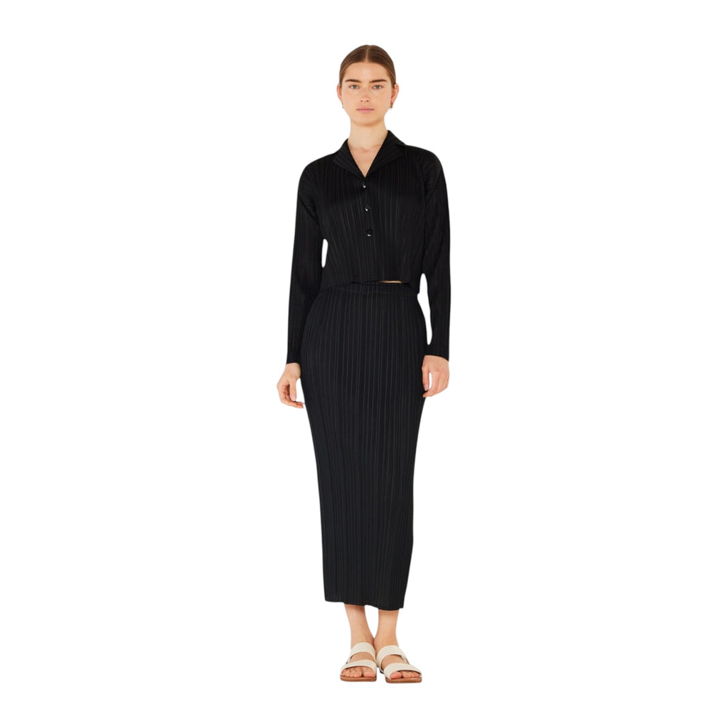 Pleated midi pencil skirt - SKT01H_Black
