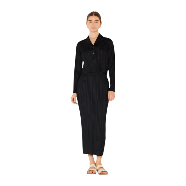 Pleated midi pencil skirt - SKT01H_Black