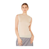 Pleated sleeveless tank top - T01SL_Beige