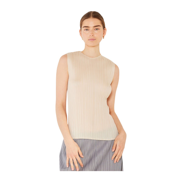 Pleated sleeveless tank top - T01SL_Beige