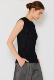 Pleated sleeveless tank top - T01SL_Black