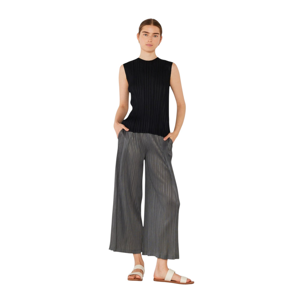 Pleated sleeveless tank top - T01SL_Black