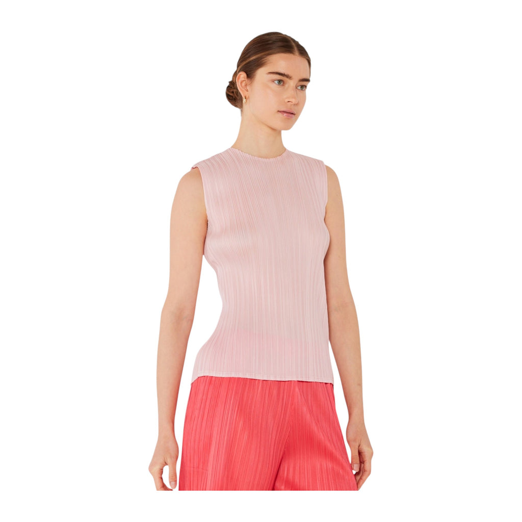 Pleated sleeveless tank top - T01SL_Pastel Pink