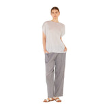 Pleated oversize dolman sleeve top - T02SR_Lt. Gray