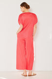 Pleated oversize dolman sleeve top - T02SR_Rubine Red