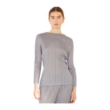 Pleated long sleeve boatneck top - T04LS_Gray