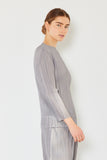 Pleated long sleeve boatneck top - T04LS_Gray