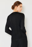 Pleated long sleeve boatneck top - T04LS_Black